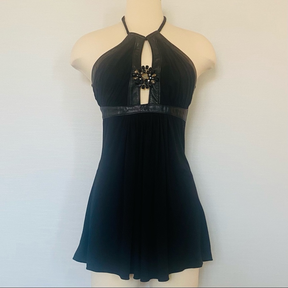 Sky Black Halter Mini Dress